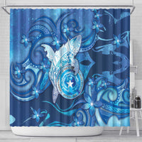 Northern Mariana Islands Shower Curtain Galaxy Polynesian Shark Tattoo - Polynesian Pride
