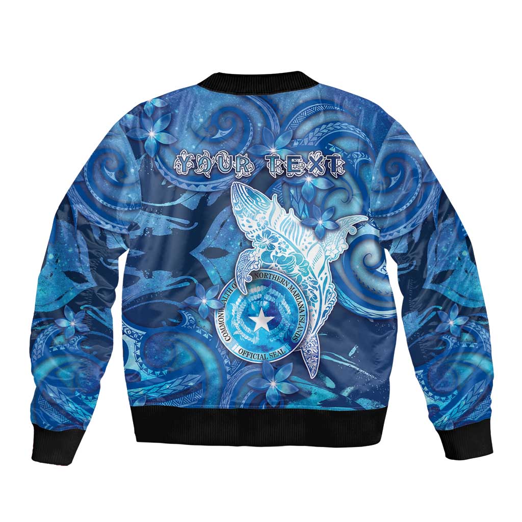 Personalised Northern Mariana Islands Sleeve Zip Bomber Jacket Galaxy Polynesian Shark Tattoo - Polynesian Pride