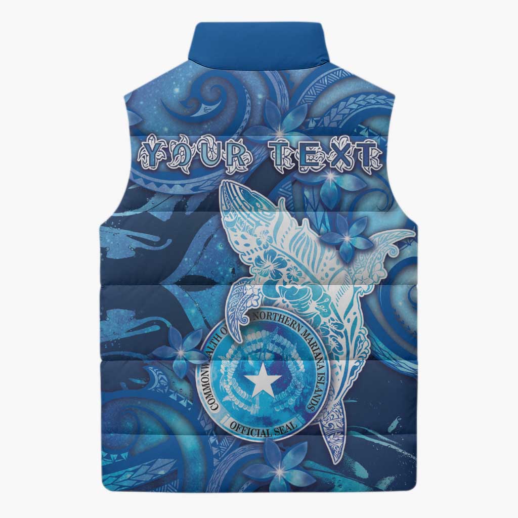 Personalised Northern Mariana Islands Sleeveless Puffer Jacket Galaxy Polynesian Shark Tattoo DT05 - Polynesian Pride