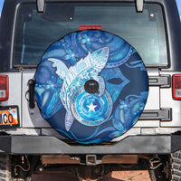 Northern Mariana Islands Spare Tire Cover Galaxy Polynesian Shark Tattoo DT05 Blue - Polynesian Pride