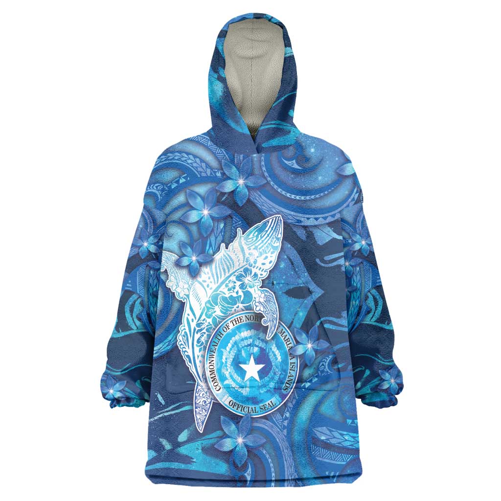 Personalised Northern Mariana Islands Wearable Blanket Hoodie Galaxy Polynesian Shark Tattoo DT05 One Size Blue - Polynesian Pride