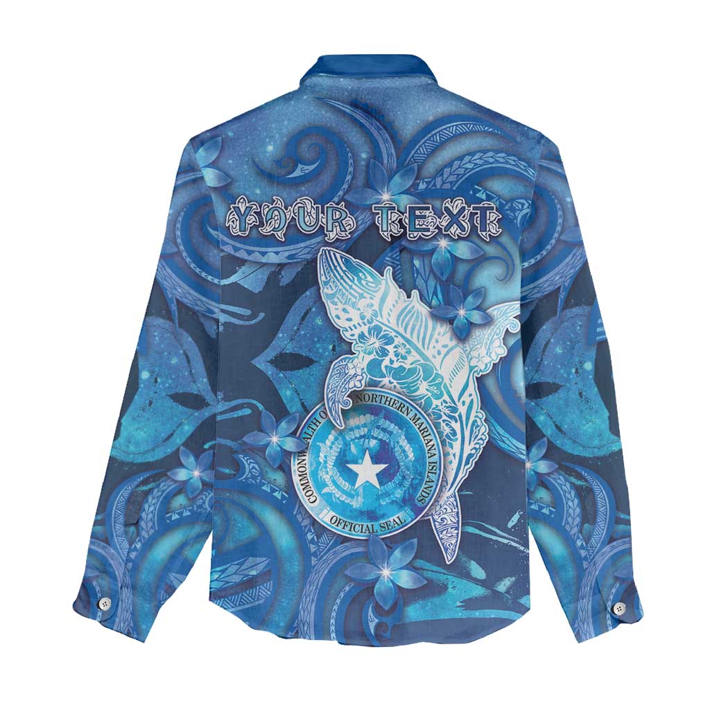 Personalised Northern Mariana Islands Women Casual Shirt Galaxy Polynesian Shark Tattoo - Polynesian Pride