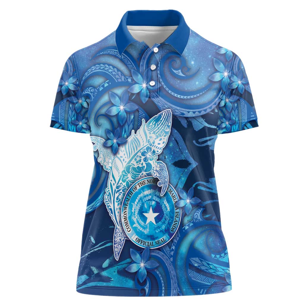 Personalised Northern Mariana Islands Women Polo Shirt Galaxy Polynesian Shark Tattoo DT05 Female Blue - Polynesian Pride