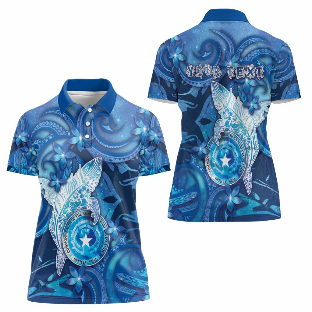 Personalised Northern Mariana Islands Women Polo Shirt Galaxy Polynesian Shark Tattoo DT05 - Polynesian Pride