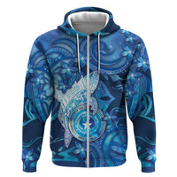 Personalised Northern Mariana Islands Zip Hoodie Galaxy Polynesian Shark Tattoo DT05 Zip Hoodie Blue - Polynesian Pride