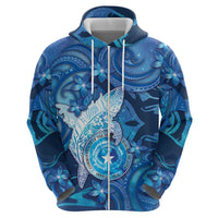 Personalised Northern Mariana Islands Zip Hoodie Galaxy Polynesian Shark Tattoo DT05 - Polynesian Pride