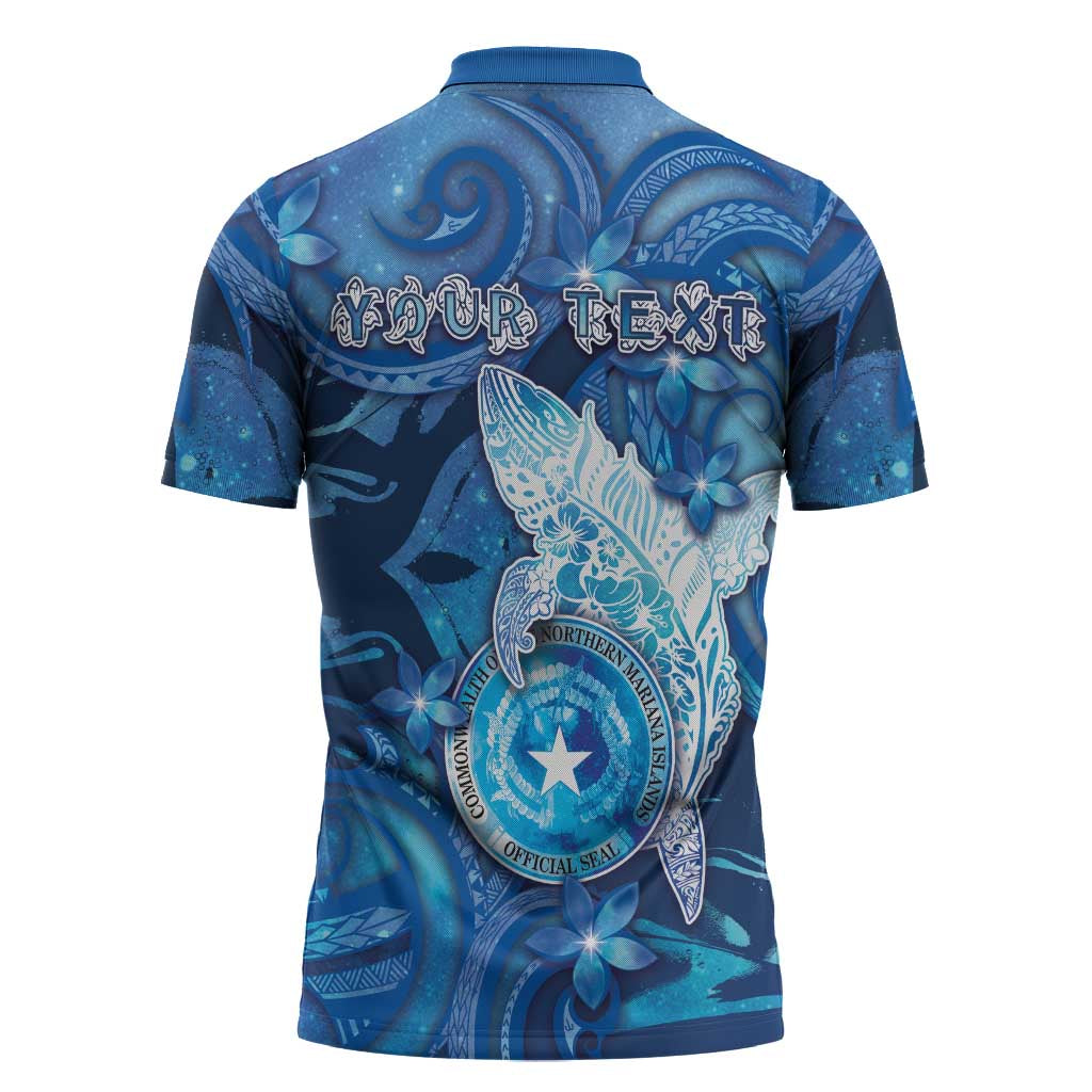 Personalised Northern Mariana Islands Zipper Polo Shirt Galaxy Polynesian Shark Tattoo DT05 - Polynesian Pride