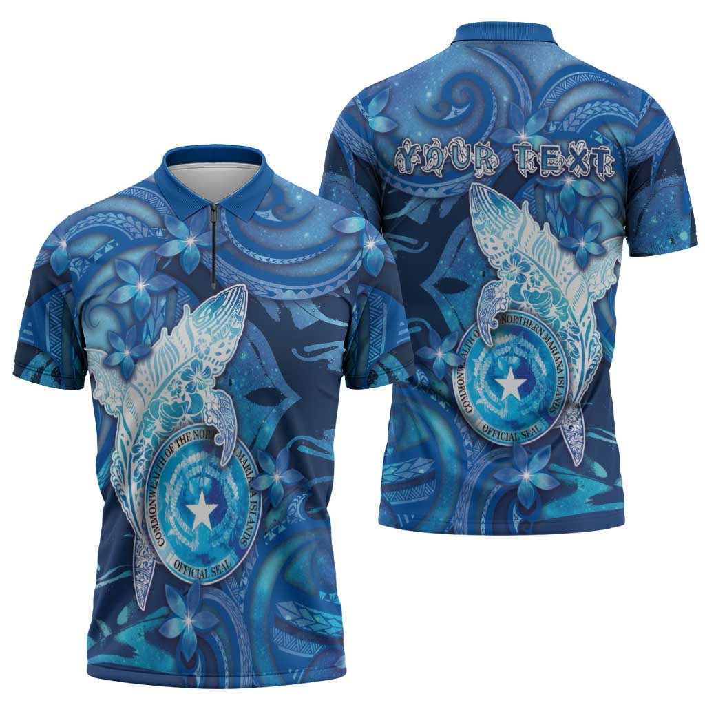 Personalised Northern Mariana Islands Zipper Polo Shirt Galaxy Polynesian Shark Tattoo DT05 - Polynesian Pride