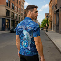 Personalised Northern Mariana Islands Zipper Polo Shirt Galaxy Polynesian Shark Tattoo DT05 - Polynesian Pride