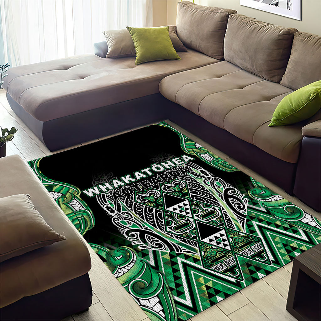 Aotearoa Whakatohea Area Rug Maori Tribal Green Abalone Paua Shell Pattern