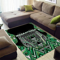 Aotearoa Whakatohea Area Rug Maori Tribal Green Abalone Paua Shell Pattern