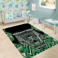 Aotearoa Whakatohea Area Rug Maori Tribal Green Abalone Paua Shell Pattern