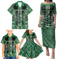 Aotearoa Whakatohea Family Matching Puletasi and Hawaiian Shirt Maori Tribal Green Abalone Paua Shell Pattern DT05 - Polynesian Pride
