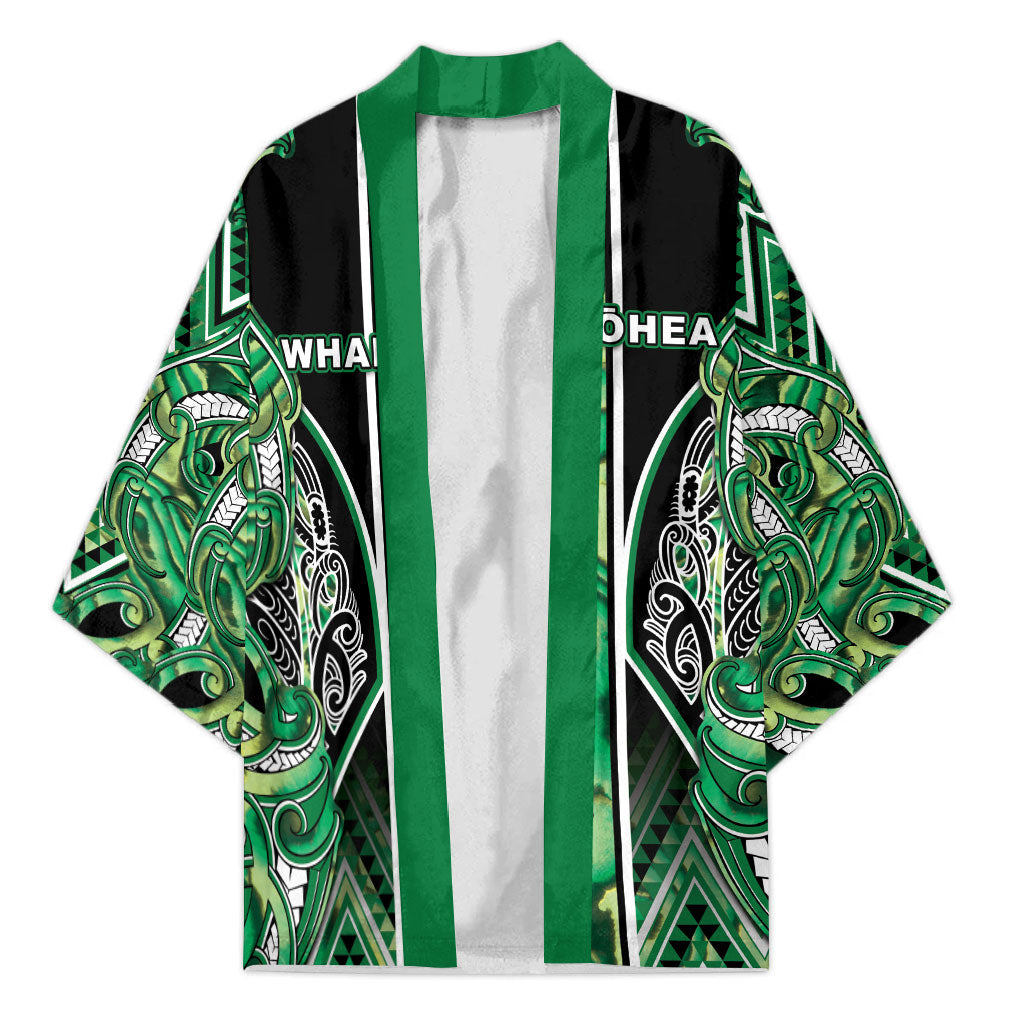 Aotearoa Whakatohea Kimono Maori Tribal Green Abalone Paua Shell Pattern DT05 Unisex Green - Polynesian Pride
