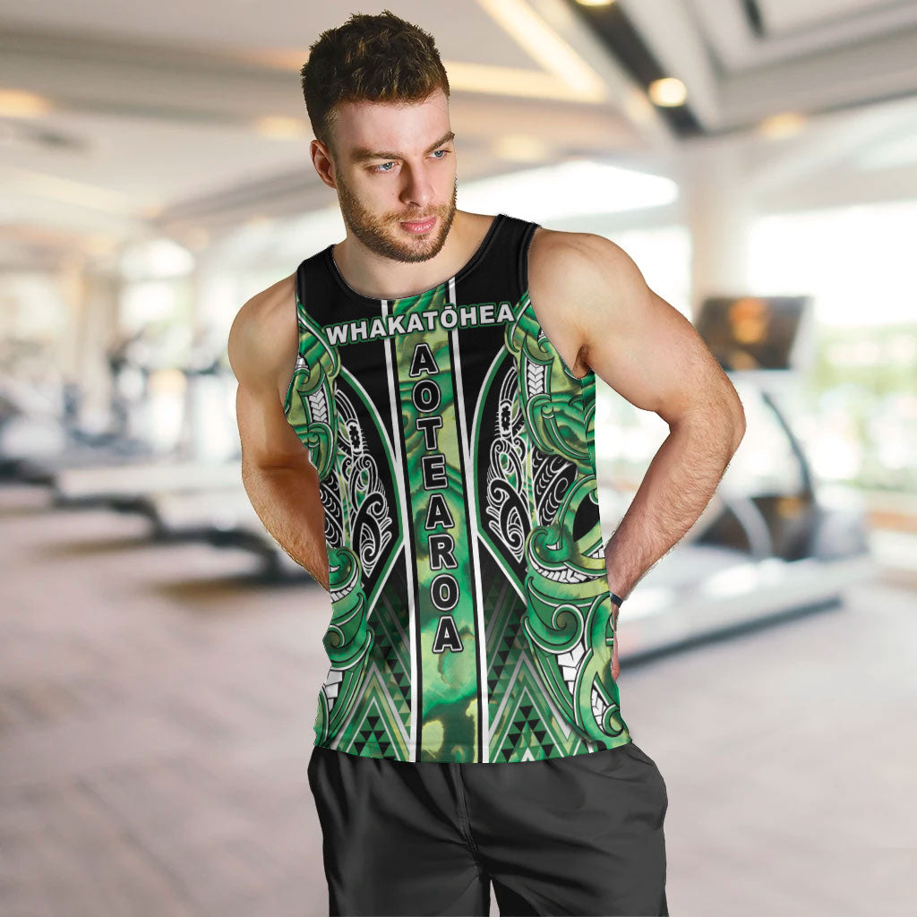 Aotearoa Whakatohea Men Tank Top Maori Tribal Green Abalone Paua Shell Pattern DT05 Green - Polynesian Pride