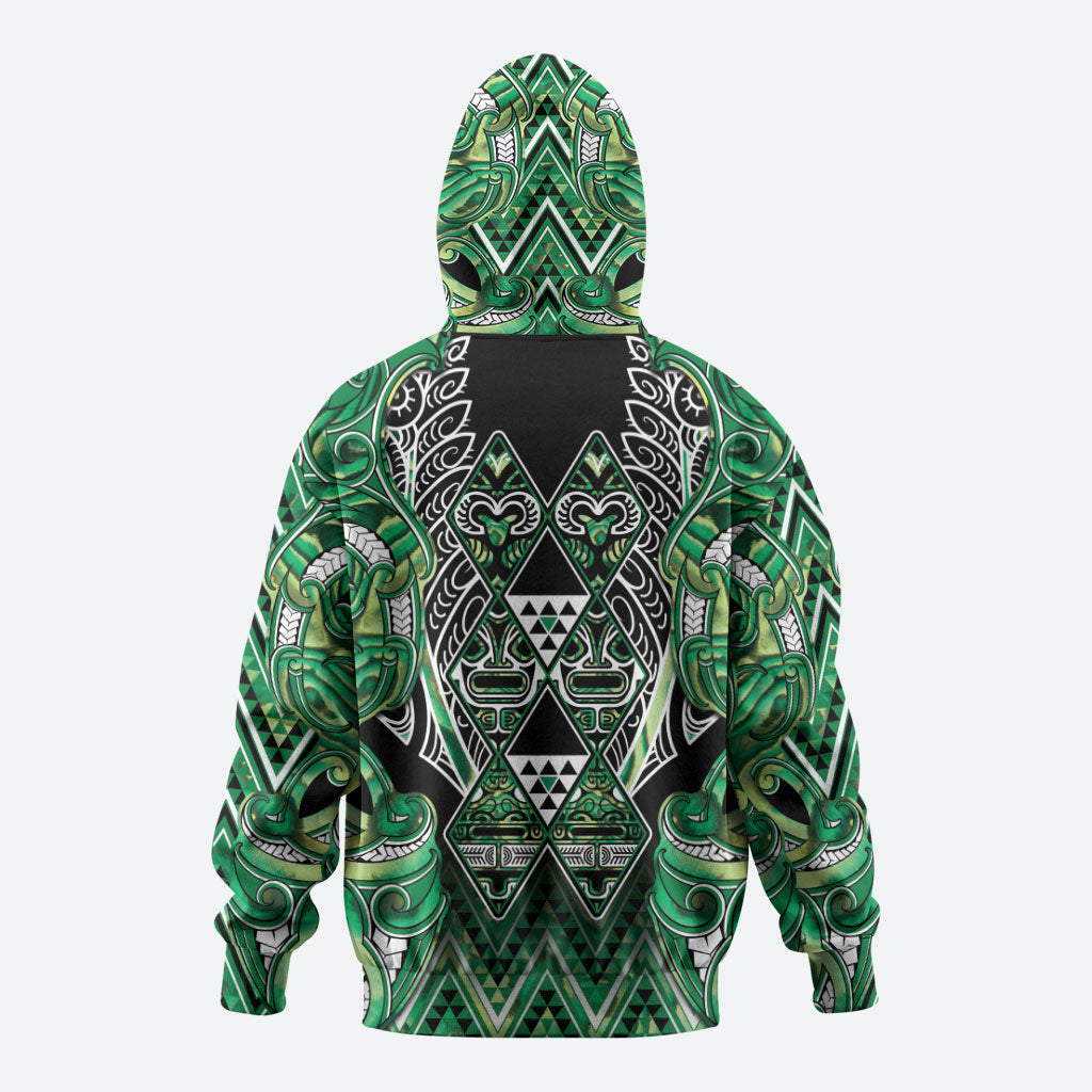 Aotearoa Whakatohea Zip Hoodie Maori Tribal Green Abalone Paua Shell Pattern DT05 - Polynesian Pride