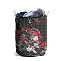Hawaiian And Japanese Laundry Basket Aloha Koi Fish Palaka Patterns - Polynesian Pride