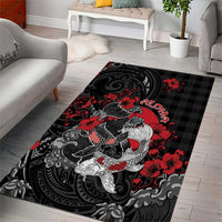 Hawaiian And Japanese Area Rug Aloha Koi Fish Palaka Patterns - Polynesian Pride