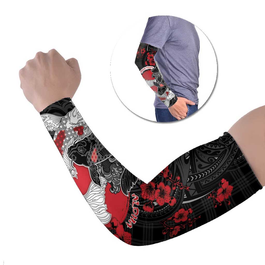 Personalised Hawaiian And Japanese Arm Sleeves Aloha Koi Fish Palaka Patterns - Polynesian Pride