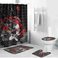 Hawaiian And Japanese Bathroom Set Aloha Koi Fish Palaka Patterns - Polynesian Pride