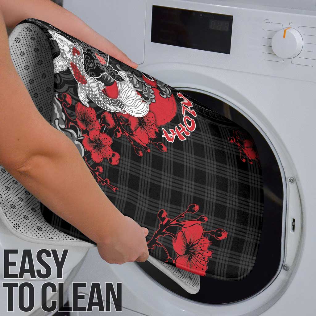 Hawaiian And Japanese Bathroom Set Aloha Koi Fish Palaka Patterns - Polynesian Pride