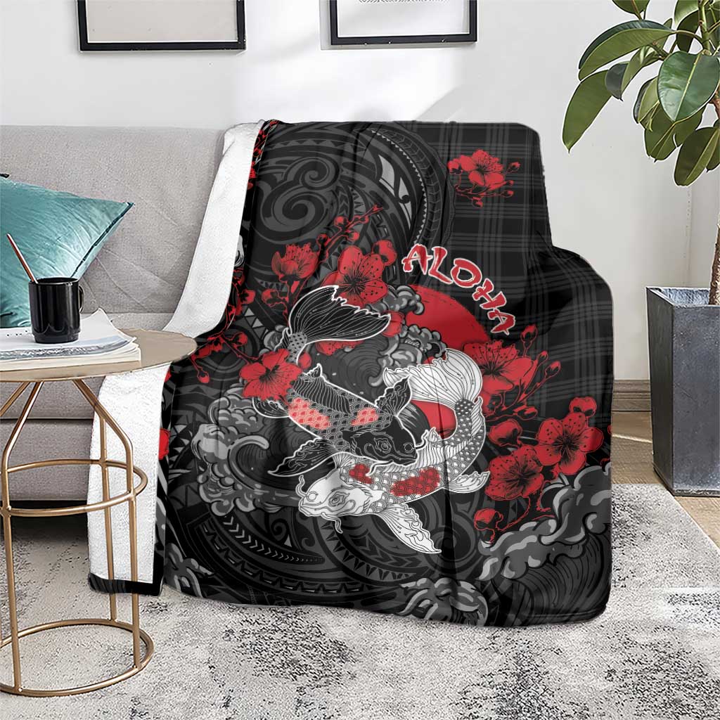 Hawaiian And Japanese Blanket Aloha Koi Fish Palaka Patterns - Polynesian Pride