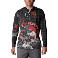 Personalised Hawaiian And Japanese Button Sweatshirt Aloha Koi Fish Palaka Patterns - Polynesian Pride