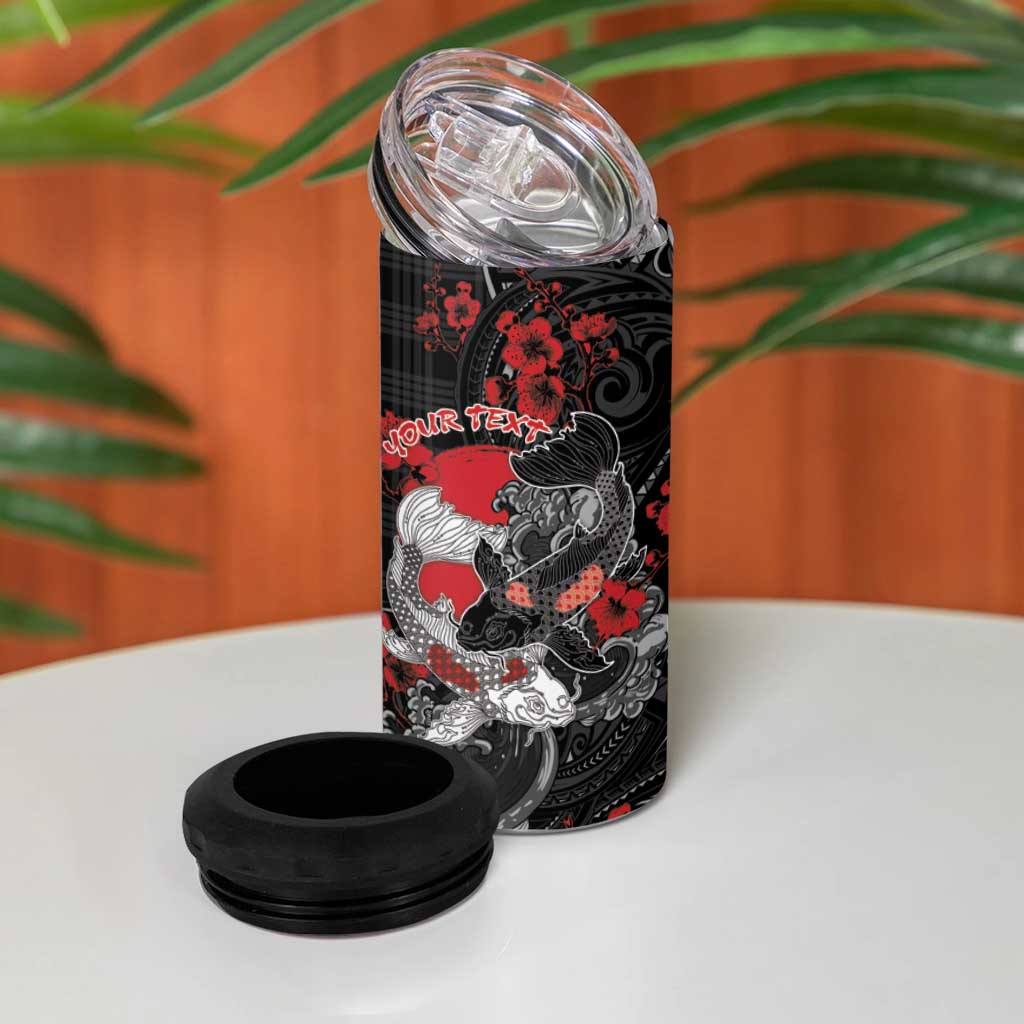 Personalised Hawaiian And Japanese 4 in 1 Can Cooler Tumbler Aloha Koi Fish Palaka Patterns - Polynesian Pride
