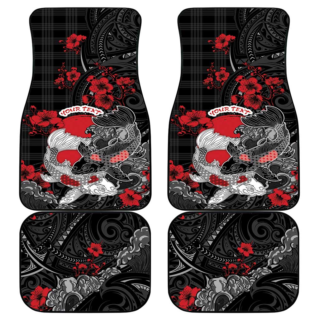 Personalised Hawaiian And Japanese Car Mats Aloha Koi Fish Palaka Patterns - Polynesian Pride