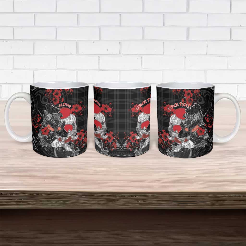 Personalised Hawaiian And Japanese Ceramic Mug Aloha Koi Fish Palaka Patterns - Polynesian Pride