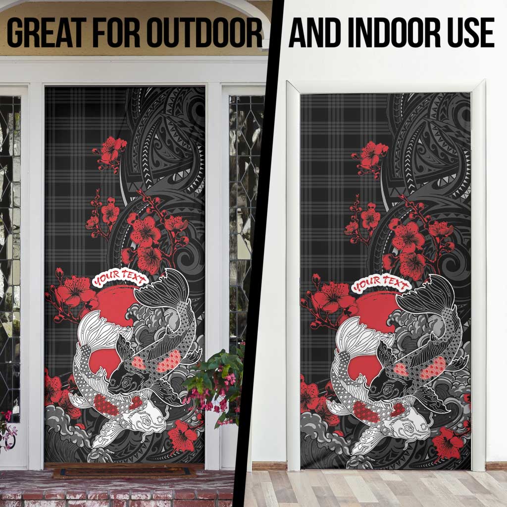 Personalised Hawaiian And Japanese Door Cover Aloha Koi Fish Palaka Patterns - Polynesian Pride