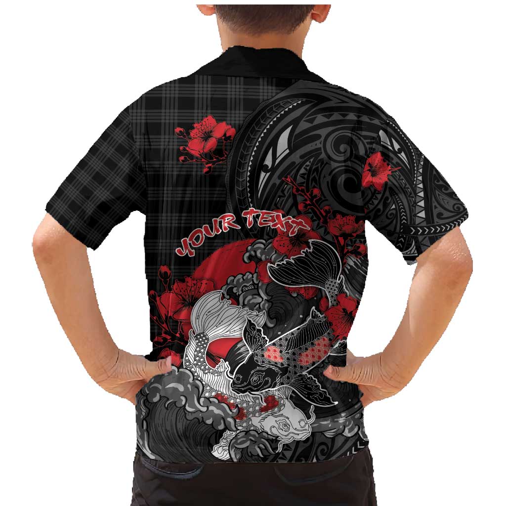 Personalised Hawaiian And Japanese Family Matching Mermaid Dress and Hawaiian Shirt Aloha Koi Fish Palaka Patterns - Polynesian Pride