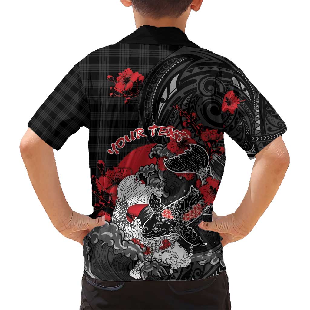 Personalised Hawaiian And Japanese Family Matching Short Sleeve Bodycon Dress and Hawaiian Shirt Aloha Koi Fish Palaka Patterns - Polynesian Pride