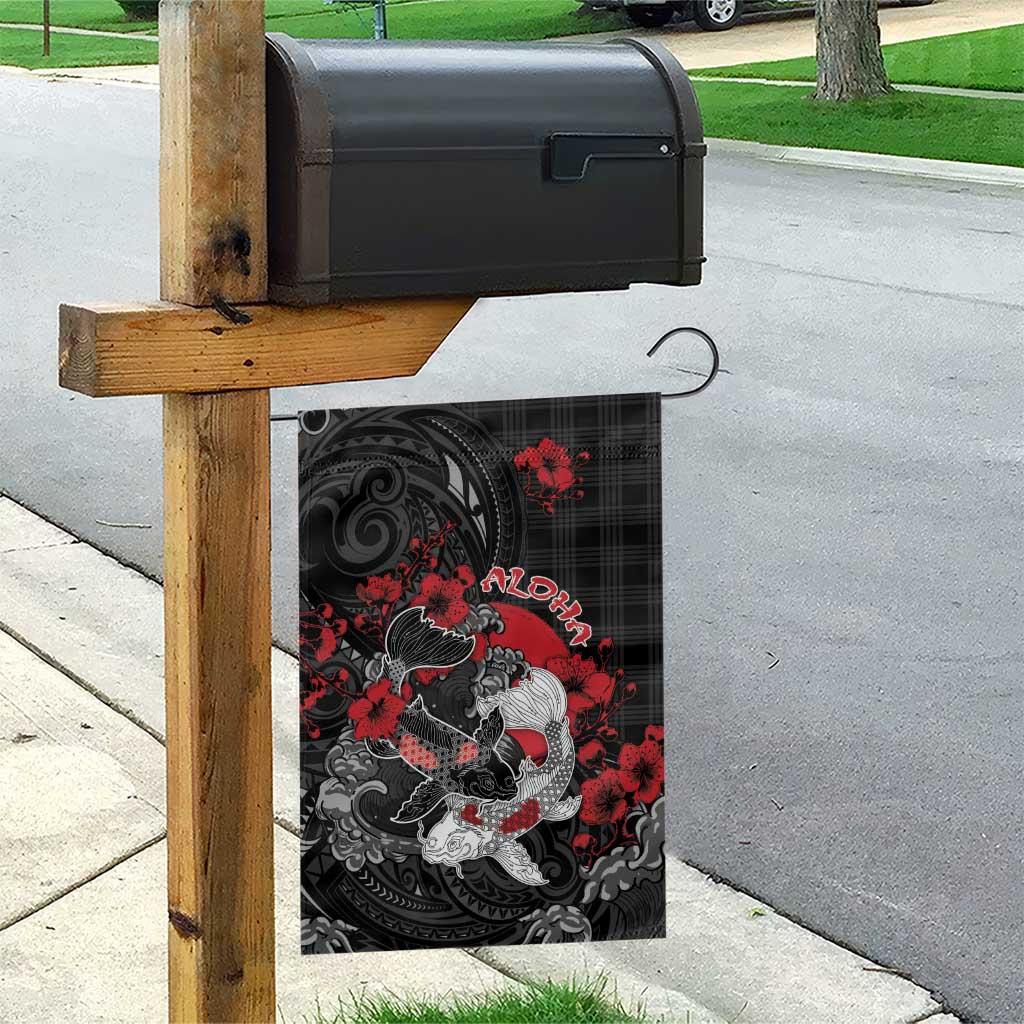 Hawaiian And Japanese Garden Flag Aloha Koi Fish Palaka Patterns - Polynesian Pride