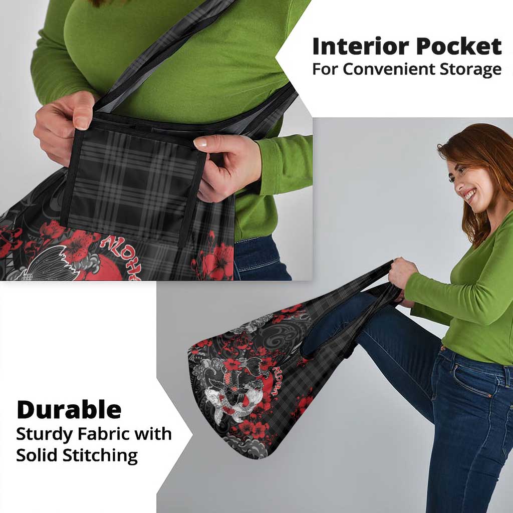 Hawaiian And Japanese Grocery Bag Aloha Koi Fish Palaka Patterns - Polynesian Pride