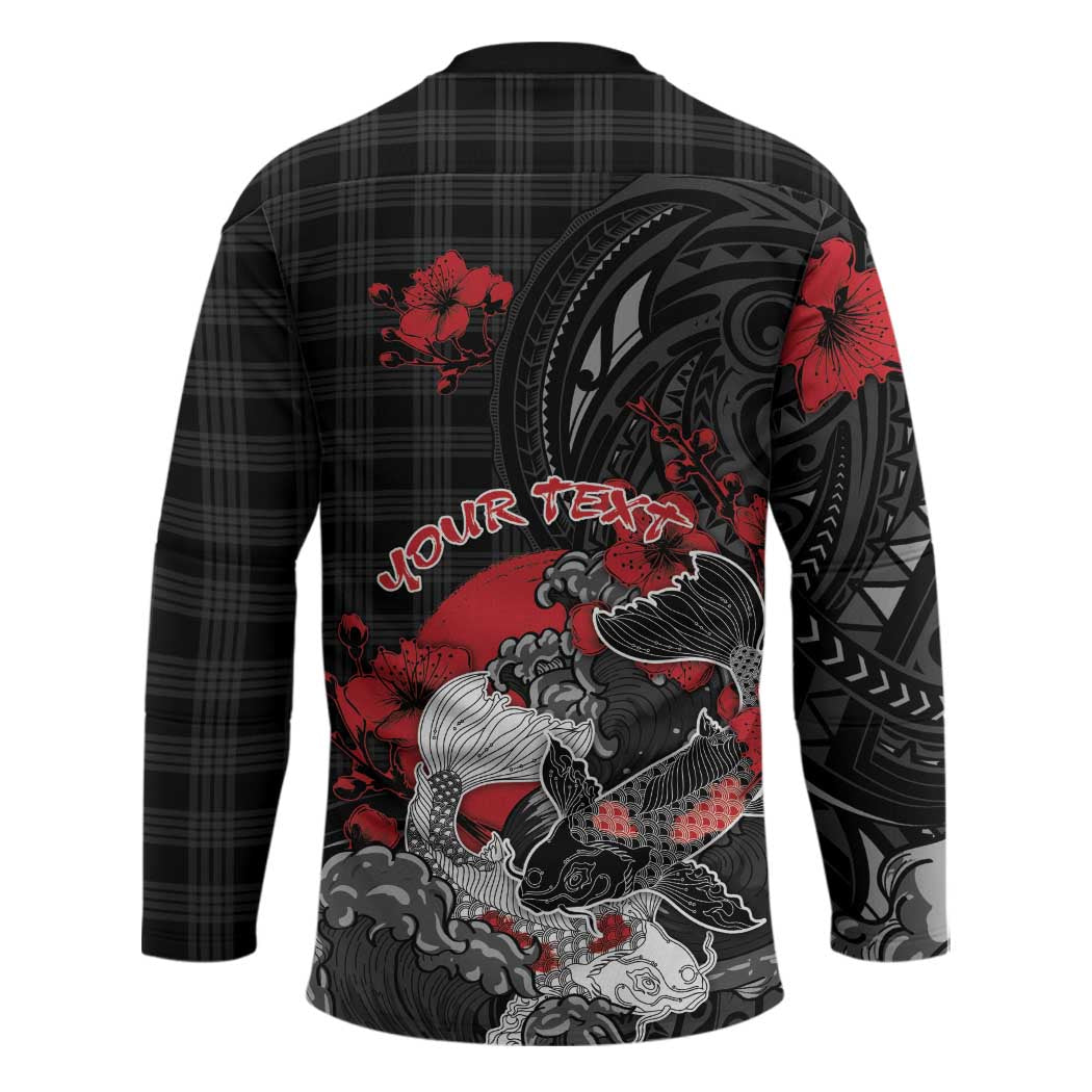 Personalised Hawaiian And Japanese Hockey Jersey Aloha Koi Fish Palaka Patterns - Polynesian Pride