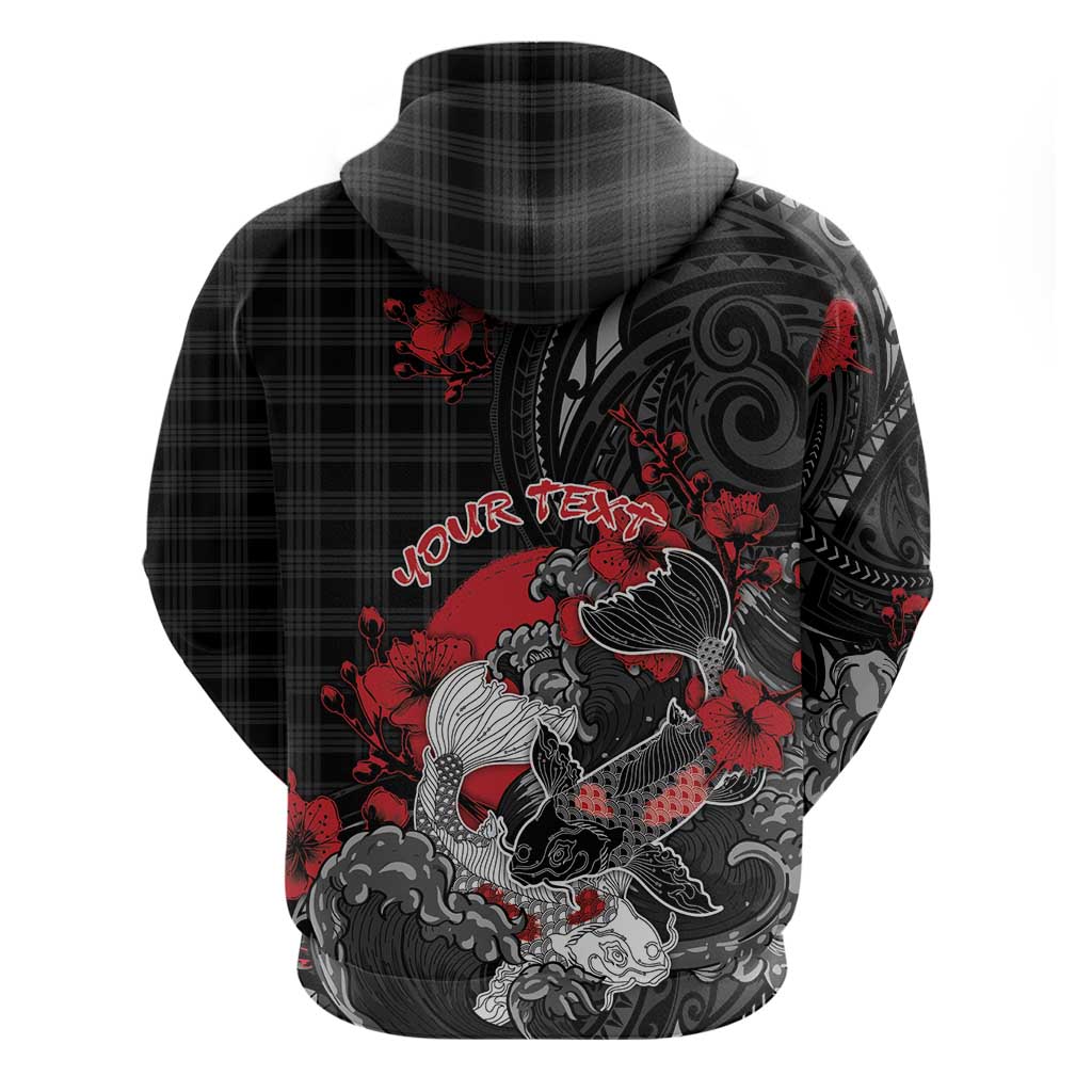 Personalised Hawaiian And Japanese Hoodie Aloha Koi Fish Palaka Patterns - Polynesian Pride