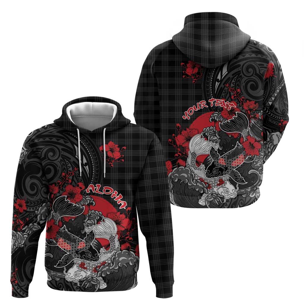 Personalised Hawaiian And Japanese Hoodie Aloha Koi Fish Palaka Patterns - Polynesian Pride