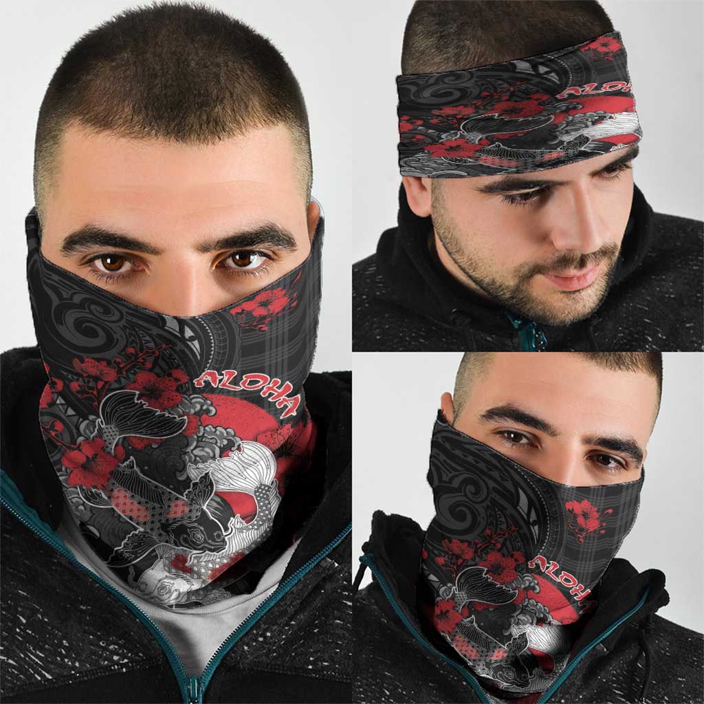 Hawaiian And Japanese Neck Gaiter Aloha Koi Fish Palaka Patterns - Polynesian Pride