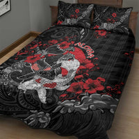 Hawaiian And Japanese Quilt Bed Set Aloha Koi Fish Palaka Patterns - Polynesian Pride