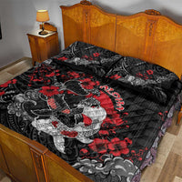 Hawaiian And Japanese Quilt Bed Set Aloha Koi Fish Palaka Patterns - Polynesian Pride