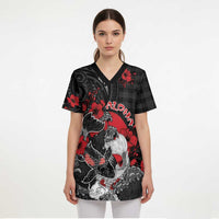 Personalised Hawaiian And Japanese Scrub Top Aloha Koi Fish Palaka Patterns - Polynesian Pride