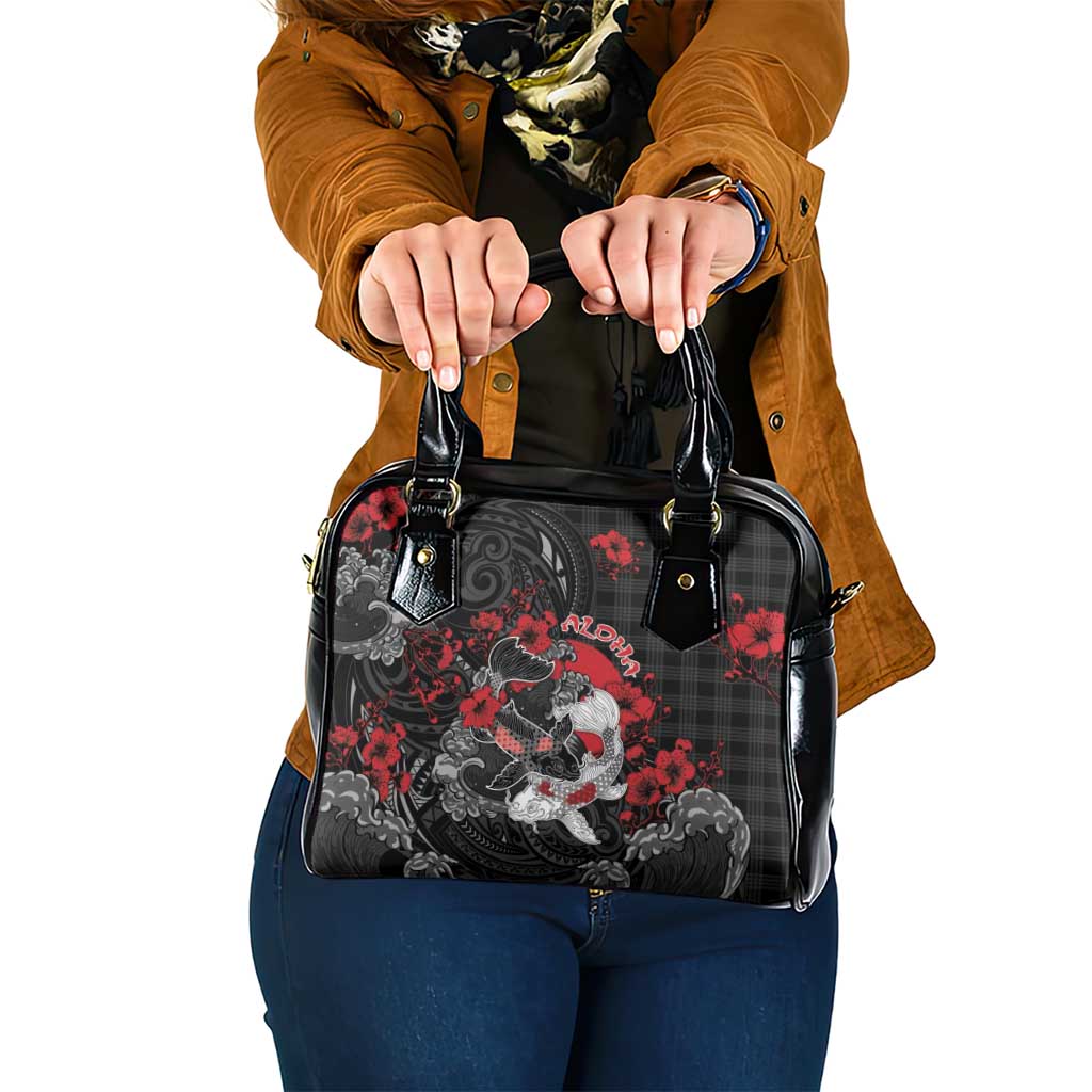 Hawaiian And Japanese Shoulder Handbag Aloha Koi Fish Palaka Patterns - Polynesian Pride