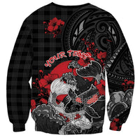 Personalised Hawaiian And Japanese Sweatshirt Aloha Koi Fish Palaka Patterns - Polynesian Pride