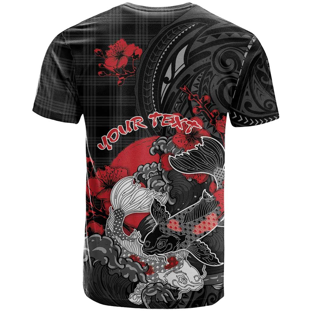 Personalised Hawaiian And Japanese T Shirt Aloha Koi Fish Palaka Patterns - Polynesian Pride