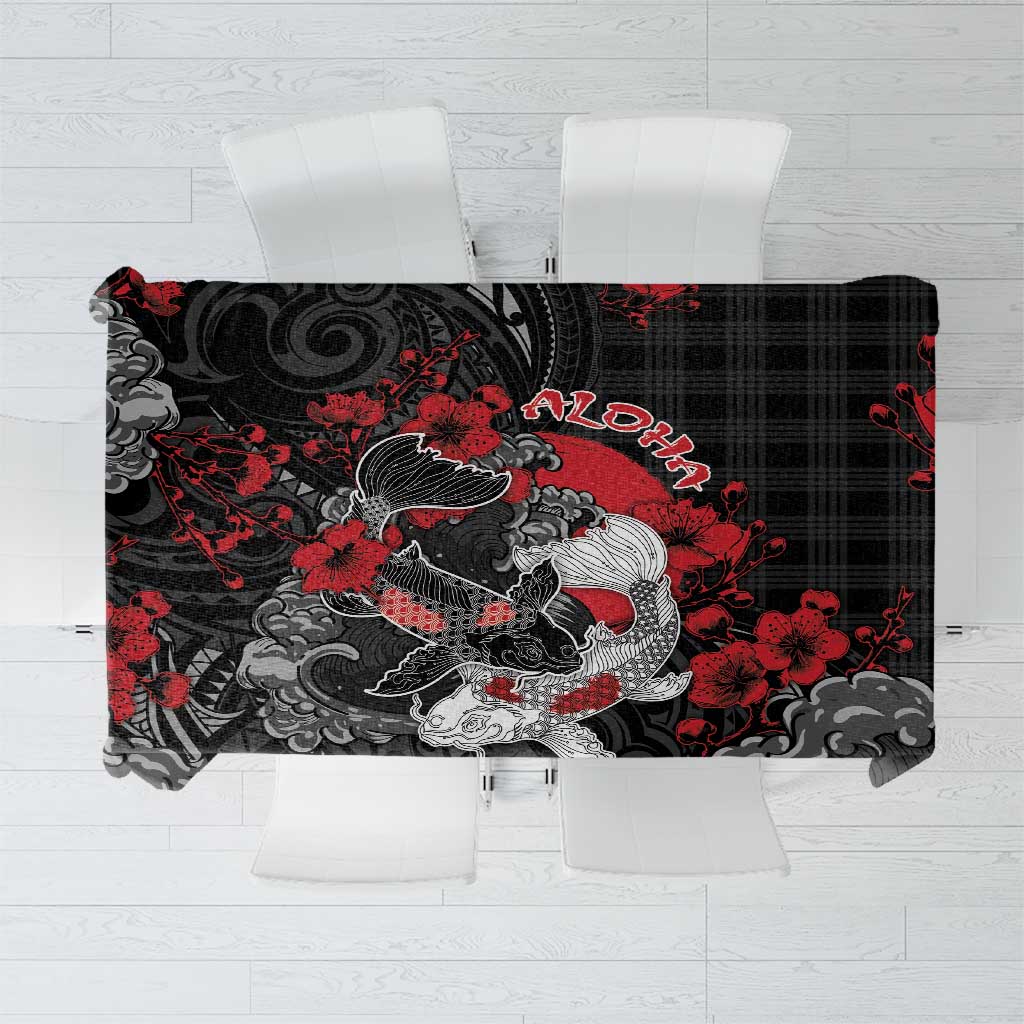 Hawaiian And Japanese Tablecloth Aloha Koi Fish Palaka Patterns - Polynesian Pride