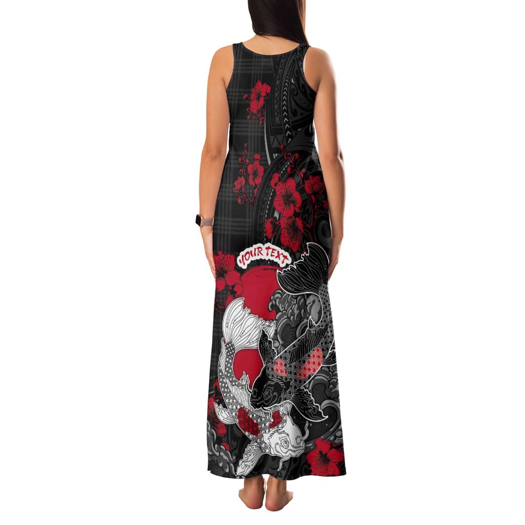 Personalised Hawaiian And Japanese Tank Maxi Dress Aloha Koi Fish Palaka Patterns DT05 - Polynesian Pride