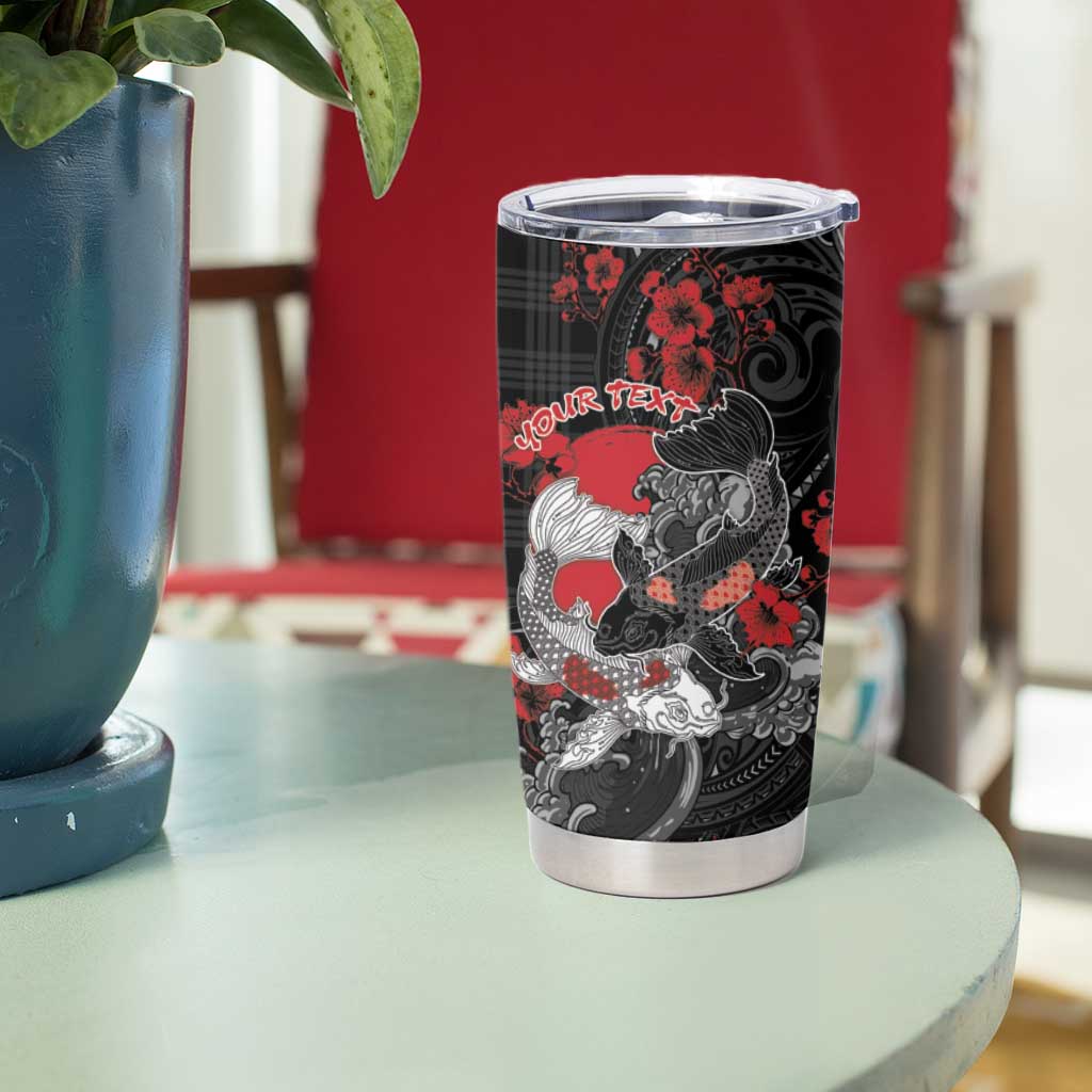 Personalised Hawaiian And Japanese Tumbler Cup Aloha Koi Fish Palaka Patterns - Polynesian Pride