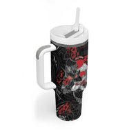 Personalised Hawaiian And Japanese Tumbler With Handle Aloha Koi Fish Palaka Patterns - Polynesian Pride