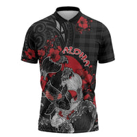 Personalised Hawaiian And Japanese Zipper Polo Shirt Aloha Koi Fish Palaka Patterns - Polynesian Pride